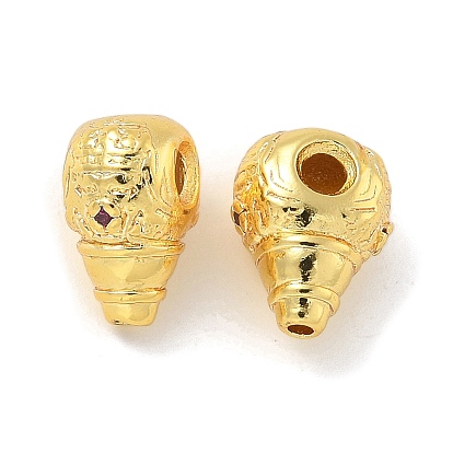 Латунный микропаве темно-розовый кубический цирконий 3 бусины-гуру, T-просверленные бусы, долговечный, конус