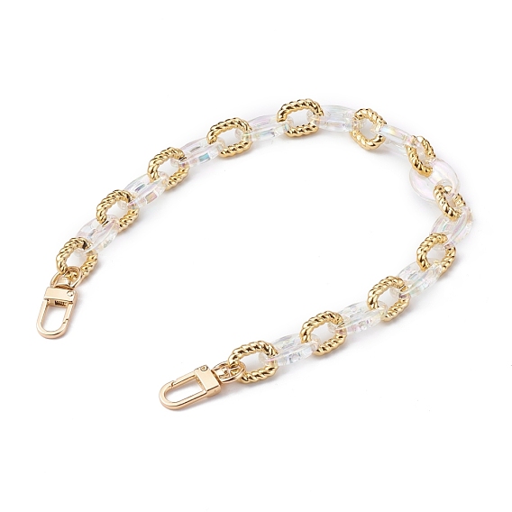Transparent Acrylic and CCB Plastic Linking Chains Bag Handles, with Zinc Alloy Swivel Clasps