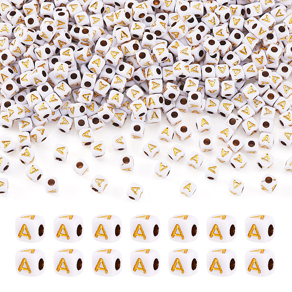 Непрозрачные акриловые бусины, с металлическим обрамлением, кубические