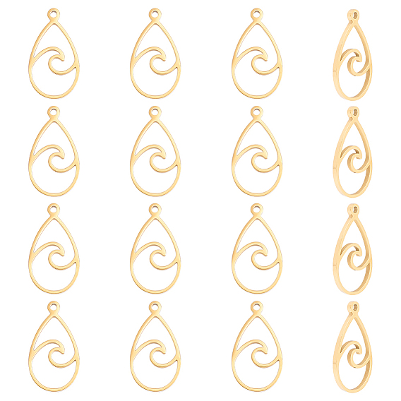 12 шт. 201 подвески из нержавеющей стали, слезинка с волновым шармом