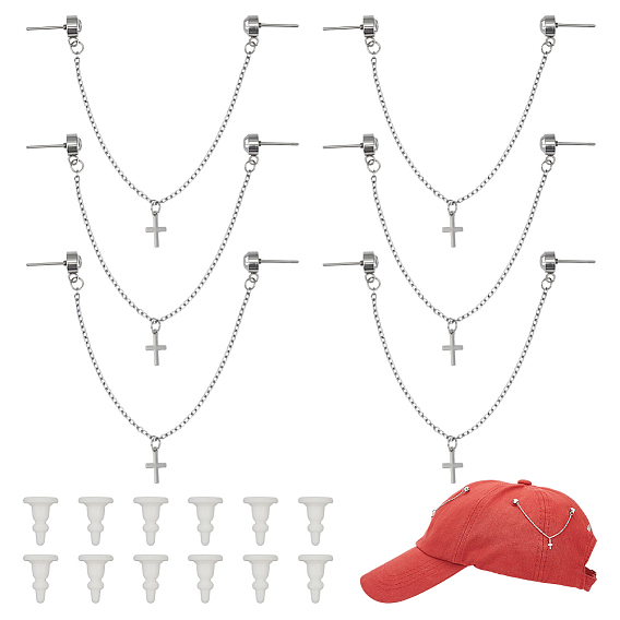 6 шт. 304 булавки из нержавеющей стали, брошь-цепочка с крестом
