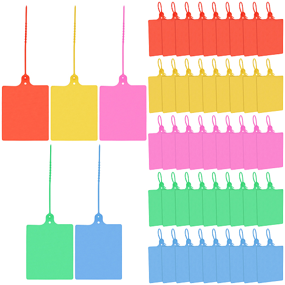 100Pcs 5 Colors PVC Display Cards, Rectangle