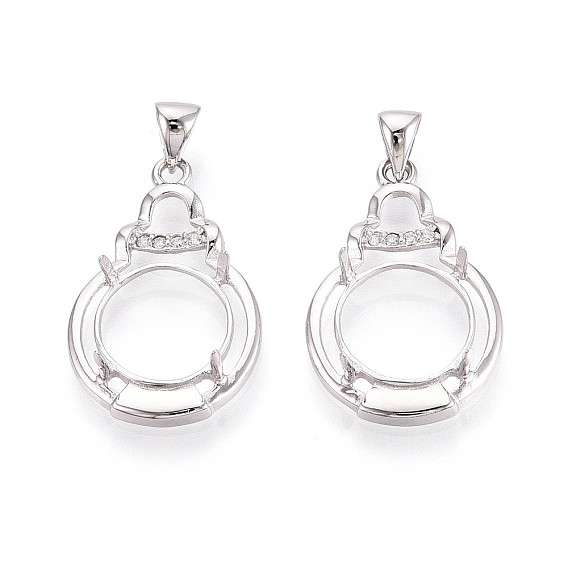 925 подвески из стерлингового серебра с микропаве из прозрачных кубических цирконий, оправы в виде кабошонов, тыква с круглым подносом