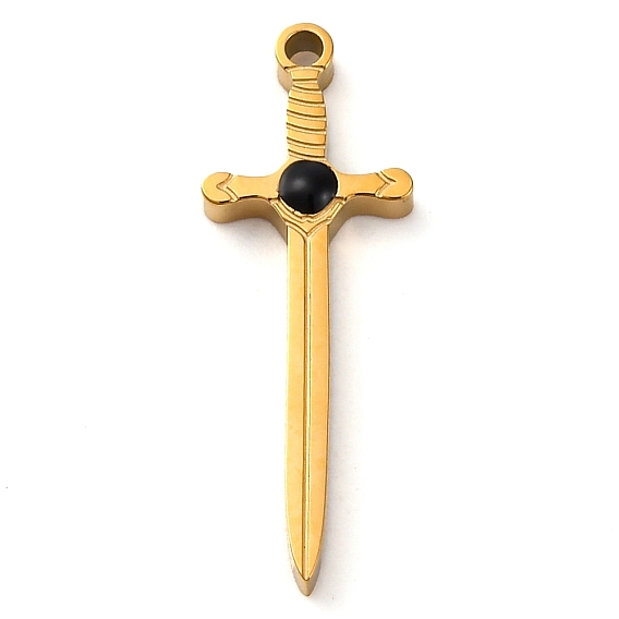 304 нержавеющей стальной эмали подвески, очарование меча, золотые, ионное покрытие (ip)