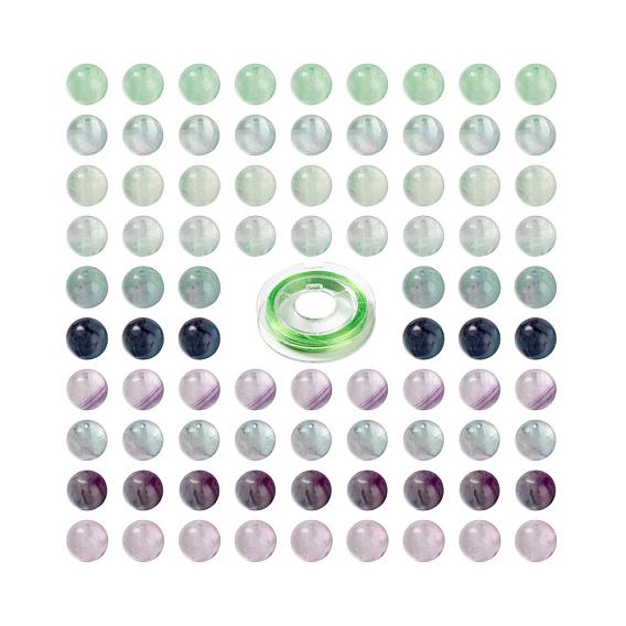DIY Natural Fluorite Beads Jewelry Set Making, Bracelet & Necklace, with Strong Stretchy Beading Thread