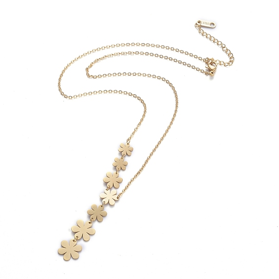 304 Stainless Steel Pendant Necklaces, with Cable Chains, Flower