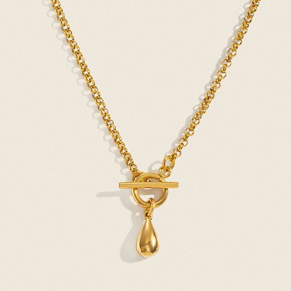304 Colliers pendentifs en forme de larme en acier inoxydable pour femmes