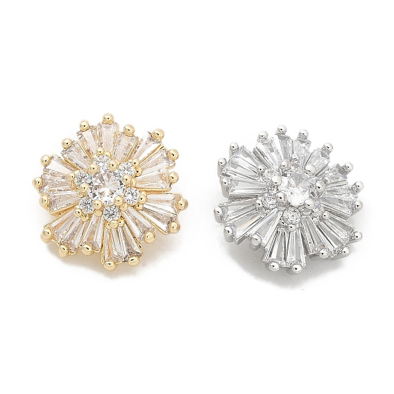 Стойка покрытие латунные микропаве прозрачные кубические циркониевые кнопки, долговечный, без свинца и без кадмия, цветок, 1-луночное