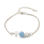 Natural Gemstone Links Bracelets, with 304 Stainless Steel Findings & Brass Extender