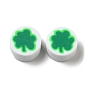 Handmade Polymer Clay Beads, Round with Clover