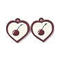 Alloy Enamel Pendant, Heart with Cherry
