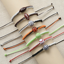 Браслеты из вощеного шнура на спортивную тематику, Украшения из смоляных бусин для женщин и мужчин