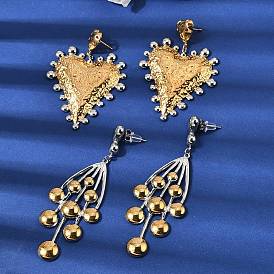 Двухцветные 304 серьги-гвоздики из нержавеющей стали, золотые и нержавеющая сталь цвет