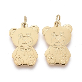 Ion Plating(IP) 304 Stainless Steel Pendants, with Jump Ring, Laser Cut, Bear