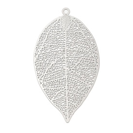 304 Stainless Steel Filigree Pendants, Etched Metal Embellishments, Leaf Charm