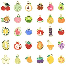 60 шт. Подвески из сплава эмали, смешанные фрукты, золотые