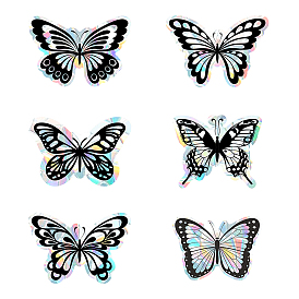 Gorgecraft 6Pcs 6 Style Waterproof PVC Electrostatic Wall Stickers Brick Pattern Stickers, for Living Room TV Wall Store Backdrops Thick Wallpaper Decoration, Butterfly