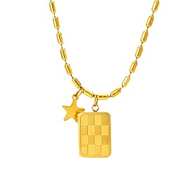 304 Подвески из нержавеющей стали в виде прямоугольника в клетку и звезды для женщин