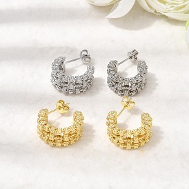 Плетеные серьги-гвоздики из латуни в форме буквы С, долговечный, без кадмия и без свинца