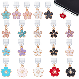 20шт пластиковые мобильные пылезащитные заглушки, цветок, с подвесками из эмали и сплава 