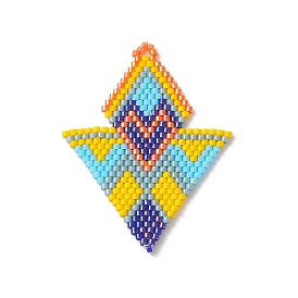BOHO Themed Handmade Loom Pattern MIYUKI Seed Beads, Rhombus with Triangle Pendants