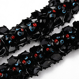 Handmade Lampwork Beads Strands, Bat Shape