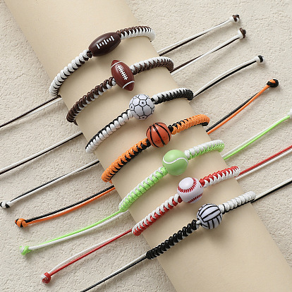 Браслеты из вощеного шнура на спортивную тематику, Украшения из смоляных бусин для женщин и мужчин