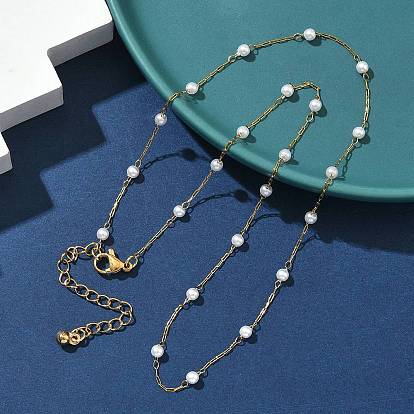 304 ожерелья из нержавеющей стали и искусственного жемчуга ABS