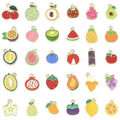 60 шт. Подвески из сплава эмали, смешанные фрукты, золотые