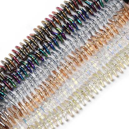 Стеклянные бусины с гальваническим покрытием , треугольные