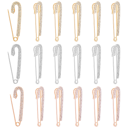 15шт 3 цвета хрустальные стразы булавки броши, зажимы для шали из сплава для женщин