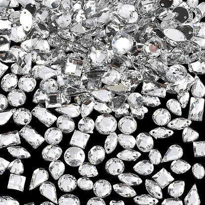 Акрил пришить горный хрусталь, 2 звенья с отверстиями, граненые, аксессуары для костюма, разнообразные