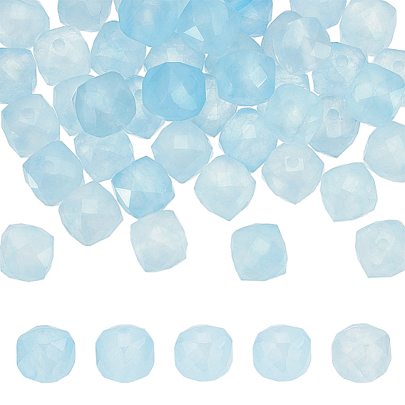 Natural Aquamarine Beads Strands, Faceted, Cube