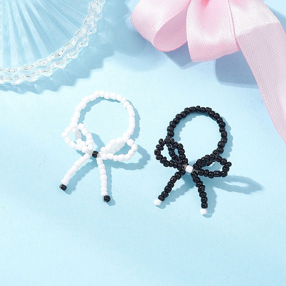 2шт. стеклянные бусины кольца для пальцев, бантом