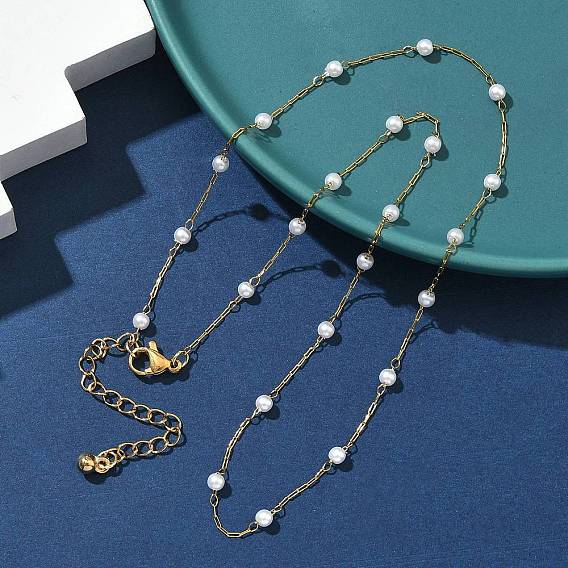 304 ожерелья из нержавеющей стали и искусственного жемчуга ABS