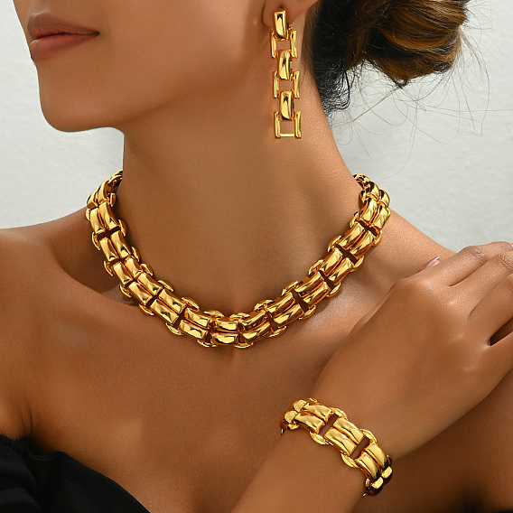 Винтажные экзотические наборы из железных цепочек, браслетов, сережек и ожерелий для женщин