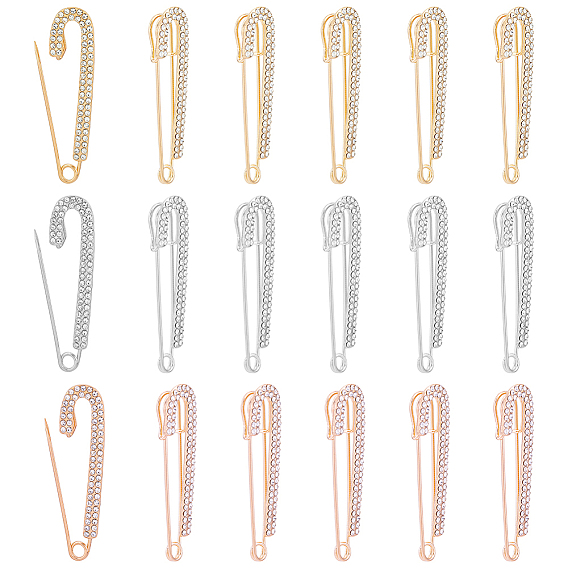 15шт 3 цвета хрустальные стразы булавки броши, зажимы для шали из сплава для женщин