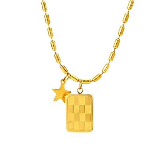 304 Подвески из нержавеющей стали в виде прямоугольника в клетку и звезды для женщин