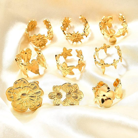 Цветок 201 открытая манжета из нержавеющей стали для женщин