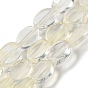 Yellow Watermelon Stone Glass Beads Strands, Flat Oval