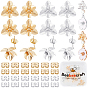 16Pcs 2 Colors Brass Stud Earring Findings, Flower, with Loop, Nickel Free, with 16Pcs 2 Colors Rack Plating Brass Friction Ear Nuts