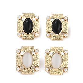 Ионное покрытие (ip) 304 прямоугольные серьги-гвоздики из нержавеющей стали, со стеклом и пластиком под перламутр, реальный 18 k позолоченный