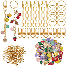 Наборы для изготовления ключей своими руками, в том числе железные кольца для ключей, латунные кольца прыжок открыт, сплавные поворотные застежки и подвеска