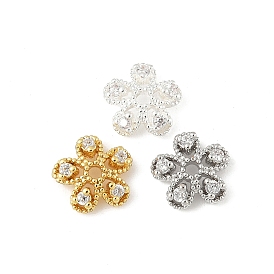 Колпачки для бусин из прозрачного кубического циркония из латуни, 5-лепестков цветка