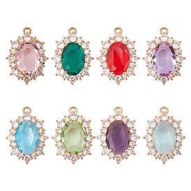 8 шт. 8 подвески из латуни с кубическим цирконием, овальные амулеты, золотые