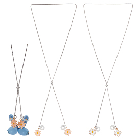 2шт 304 цепочка для наушников из нержавеющей стали, с подвесками из силиконового геля и эмалевого сплава