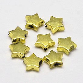 Metallic Plated Star Acrylic Beads, 11x11x4mm, Hole: 1mm, about 2050pcs/500g