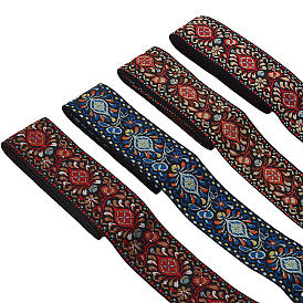 4 пучки 4 цвета плоская этническая поликоттоновая лента с вышитыми цветами, для упаковки подарков, партийные украшения