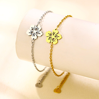 304 maillons en acier inoxydable bracelets pour les femmes, fleur