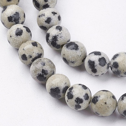 Dalmatien naturel jaspe brins pierre de perles, ronde